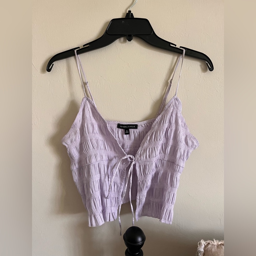 Purple tie in the front top